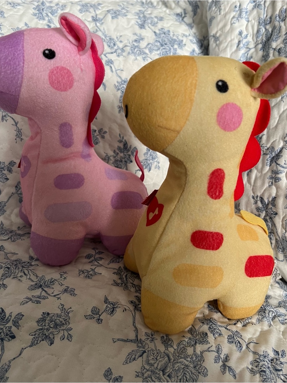 Fisher-Price Pink & Yellow Plush Giraffe Pair - Soft Cuddly Stuffed Toys